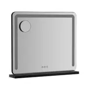 TOOLKISS Makeup Mirror 60x50cm Hollywood Vanity with LED Light – Adjustable Brightness & Color, Free Standing or Wall-Mounted Tabletop Black Mirror