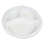 Boardwalk Hi-Impact Plastic Dinnerware, Plate, 10" Dia., 3 Compartments, White,