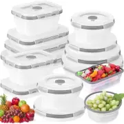 12 Silicone Collapsible Food Storage Containers Foldable Silicone Lunch Conta...