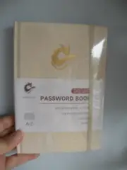 Password Book A-Z Tabs Organizer Logbook cream burlap by Gossip fox 8" new G2