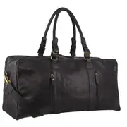 Pierre Cardin Rustic Leather Overnight/Business Travel Luggage Bag Black