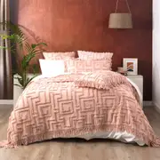 Renee Taylor Riley 100% Cotton Vintage Washed Tufted Bed Cover Set Blush