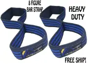 AUSTODEX WEIGHT LIFTING 8 FIGURE STRAPS PADDED GYM BAR FITNESS LOOP WRAPS GLOVES
