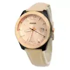 Fossil Women's Rose Gold Dial Sand Brown Leather Ladies Watch ES3777