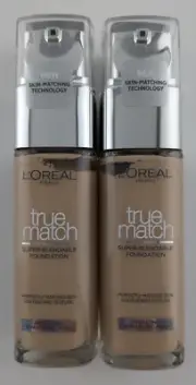 2 x L'Oreal True Match Foundation Super-Blendable 4.N Beige 30ml NEW
