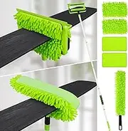 Ceiling Fan Cleaner Duster with 75'' Extension Pole, Flexible Fan Duster for Ceiling Fan Blades, Reusable Cleaning Tool for High Ceiling Fan, Skinny Duster for Tight Spaces