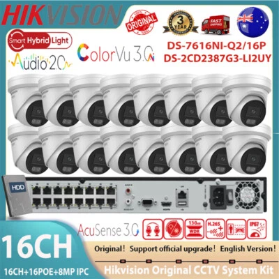 Hikvision 16CH 4K 8MP Dual Light IP Camera System ColorVu3.0 DS-2CD2387G3-LI2UY