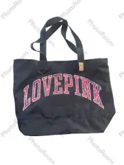 Victoria's Secret PINK Love Pink Large Black Zip Tote Bag New