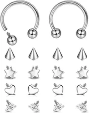 [Kakonia] 16g Septum Rings for Women Men, Implant Grade G23 Titanium Septum Ring, Internally Threaded Horseshoe Hoop Helix Daith Cartilage Tragus Earrings, Circular Barbell Piercing Jewelry for Eyebrow Lip Nipple Piercing Jewelry