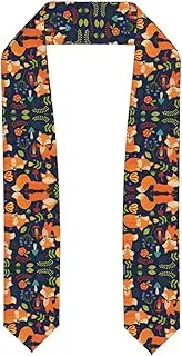 [SKKNT] Cute Animal Fox Flower Print Graduation Shawl Stole For Academic Commencements Honor Sash Congratulations Gift