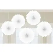 Australia Day Mini Fan Decorations Frosty White 5 Pack
