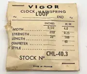 NOS Clock Mainspring CML-40.3, 5/32" x .010" x 20" Loop End (CM44)