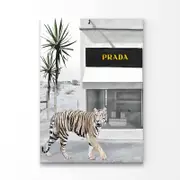Tiger With Elegant Fashion Store Print 100% Australian Made 100x150cm (Stretched Canvas)