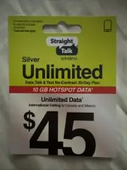 Straight Talk Rob Refill Card 30 Day $45 Prepaid Unlimited Data Plan TOP UP NOW