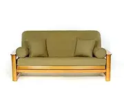 Royal Heritage Home 100% Cotton Full Size Futon Cover - Olive - Washable Zippered Sofa Furniture Bed Mattress Covers - Armless Couch Zipper Slipcover Protector/Encasement