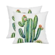 Summer Cactus Pillow Covers 18x18 Inch Set of 2, Linen 18X18Inch Dost-desert