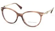 NEW BVLGARI 4143-B 5240 Gold Striped Br EYEGLASSES GLASSES 53-17-135 B44mm Italy