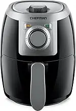 Chefman TurboFry 2-Litre Small Air Fryer, Compact Size, 1000W Power, Easy-Set 60-Minute Timer for Fast and Healthy Cooking, Uses No Oil, Nonstick Dishwasher-Safe Parts, Black