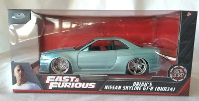 JADA TOYS FAST & FURIOUS BRIAN'S NISSAN SKYLINE GT-R BNR34 1:24 SCALE DIECAST