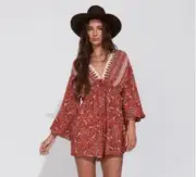 Arnhem Dress Size AU 16 / US 12 BNWT Angelis Ruby Long Sleeve Mini Boho Playsuit