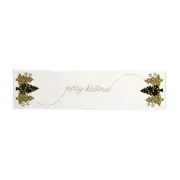 Mud Pie White Christmas Tree Runner, 18" x 72", GREEN