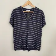 Rag and Bone Knit Stripe Top Women Size Small Blue Rayon New