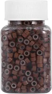 Grcfumo 1 Bottle Hair Extension Rings, Hair Extentions Micro Rings Links Beads, Bottle 5MM Silicone Lining Rings Loops Beads Tools For Human Hair Extension 5 Colors (Light Brown)