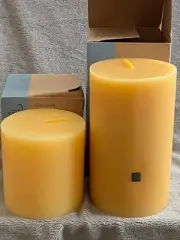 PartyLite 3" x 5" and 3" x 3" Pillar Candles New in Box Banana Leaf