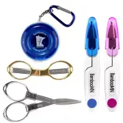 JubileYarn Folding Scissors Set - 2 Thread Snips & Fabric Measuring Tape
