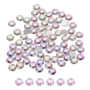 100 Pcs Flat Back Round Acrylic Rhinestones,8mm Multicolor Crystal Rhinestones