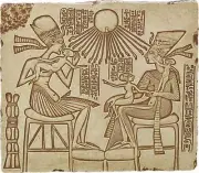 Akhenaton Nefertiti Daughters Egyptian Family Scene Pharaoh Wall Relief 15W