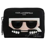 【茱麗葉精品】KARL LAGERFELD 卡爾 老佛爺公仔風琴多卡夾零錢包.黑/銀 現貨在台