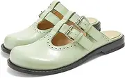 CAGLGLZ Women's Round Toe Closed Low Heel Flat Shoes Baotou Double Belt Buckle Mary Jane Flat Comfortable Casual Walking Dress Party Soft Shoes