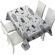 Cool Deer and Owl in Native American Pattern Tablecloth