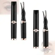 2 in 1 Rechargeable Heated Eyelash Curler, Mini Electric Eyelash Curler, Portable Dual-Use Eyelash Comb and Curlers, with Fast Heating 3 Heating Modes Long-Lasting Styling, for Women Girls (Black,2PCS)