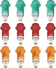 SING F LTD 12PCS Car Warning Lights Lamp 12V MDX-11A 10.6x31.1x4.6mm Mounting Hole Diameter 10mm LED Indicator Signal Lamp Red/Green/Orange