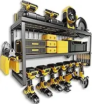 Power Tool Organizer, Garage Organization with 7 Drill Holders, Amoowis Tool Box Organizers and Storage Wall Mount, Metal Shelf Heavy Duty, Utility Rack for Screwdriver Pegboard Shed Workshop