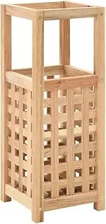 vidaXL Solid Walnut Wood Umbrella Stand - Beige, Compact Storage Solution for Wet and Dry Umbrellas, with Elegant Lattice Design and Easy Assembly