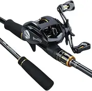 LLEIIshen 4 Section Carbon Fiber Fishing Rod and Reel Combos Portable Casting Fishing Pole 12+1BB Baitcasting Reel Fishing Set/1472