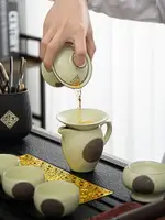 茶具套裝家用汝窯功夫茶杯陶瓷茶壺高端輕奢辦公室泡茶烏金石茶盤