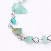 Handmade Amazonite Beaded Stainless Steel Chains, Unwelded, for Jewelry Making