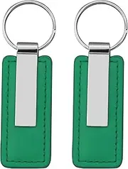 [JINGDAOTO] 2 Pcs Black Leather Key Chain with Metal Key Ring Black Leather Keyring Key Fob Hanging Ornament Car Keychain for Car Keychain
