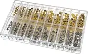 [VALICLUD] 300pcs Watch Crown Parts Kit Assorted Dome Flat Head Watch Stems Professional Repair Tools for Watchmakers Includes Organizer Compartments