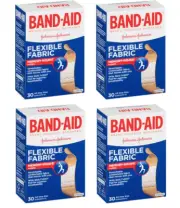 4 Pack Band Aid Bandages Flexible Fabric All One Size 30 Each