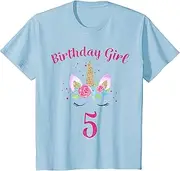 [X.Style] Kids 5th Birthday Girl Unicorn Shirt 5th Birthday Outfit ds578 T-Shirt Black