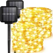 2 Pack Solar Fairy Lights Outdoor, 66 Feet 200 LEDs 8 Modes String Lights for...