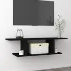 Hanging TV Cabinet Shelf Black Living Room Wall Mounted Display Rack Furniture