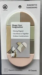 U Brands Magnetic Tangrams Magnets Modern Colors Refrigerator Décor 6 Count NWT