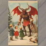4x6" Krampus Santa Strange Meeting Children in Snow Christmas Winter Unusual
