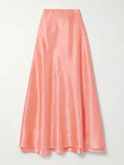 [STAUD] STAUD - Vincenzo Silk-dupioni Maxi Skirt - Blush - US4 US 4 Pink